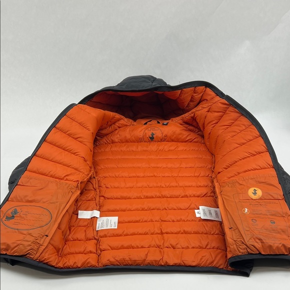 SAVE THE DUCK Black and Tangerine Hooded Puffer Jacket - Picture 3 of 10